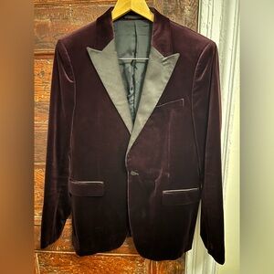 Theory Men’s Velvet Burgundy Tuxedo Jacket
